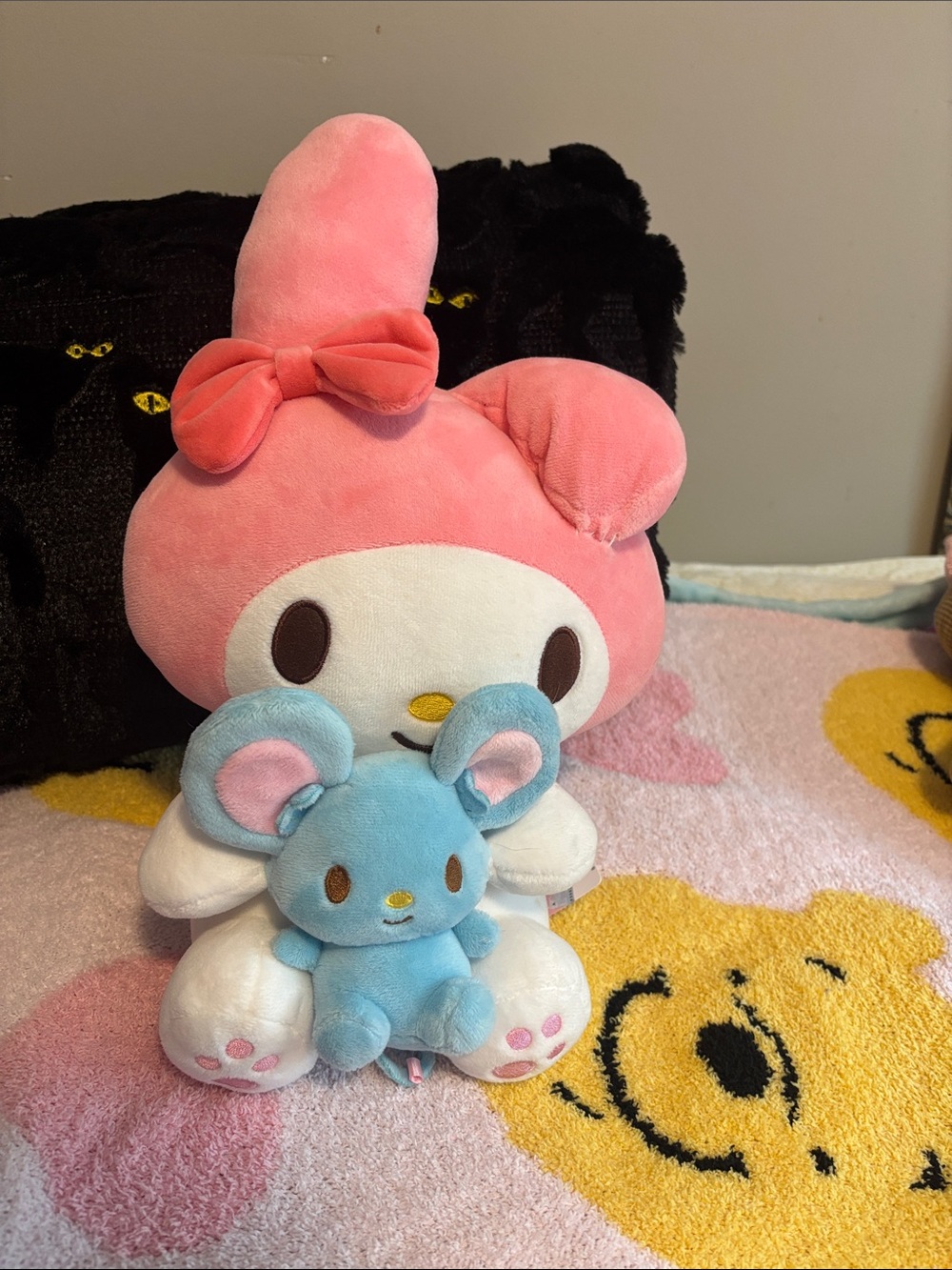 Sanrio My Melody Pink Plush with Light Blue Mouse Buddy